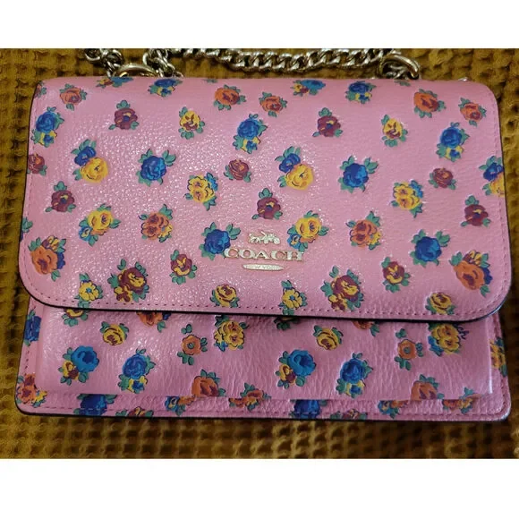 RARE Coach Mini Vintage Rose Print Klare Crossbody Wallet Cardholder SET GUC - Picture 2 of 10